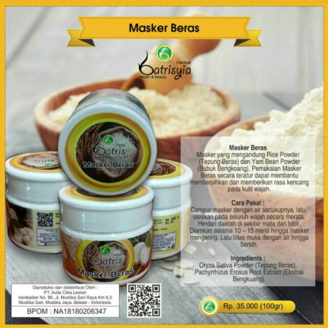 Jual MASKER BERAS BATRISYIA HERBAL NEW Shopee Indonesia