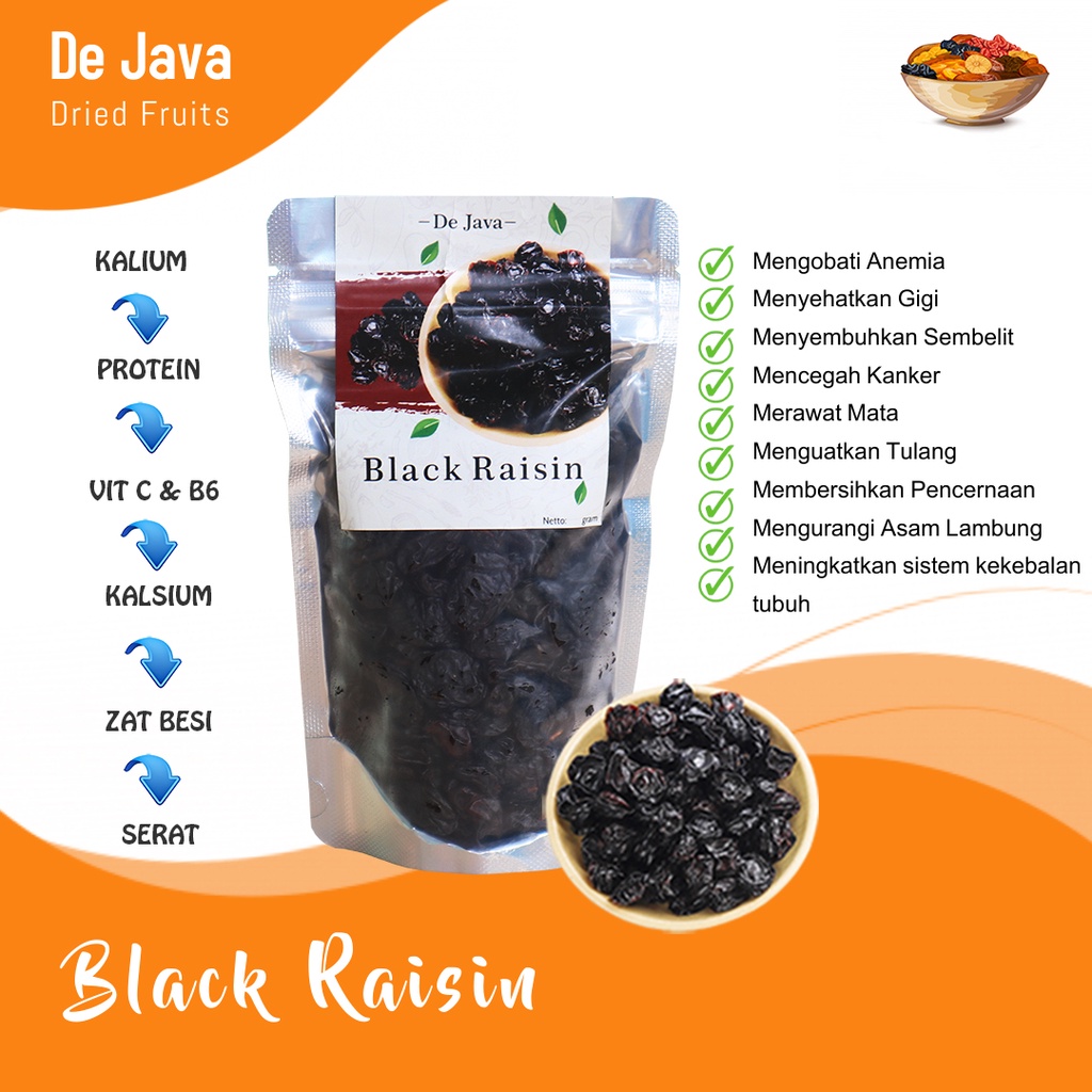 Jual Dried Black Raisin Premium Kismis Hitam 100 Gram Shopee Indonesia