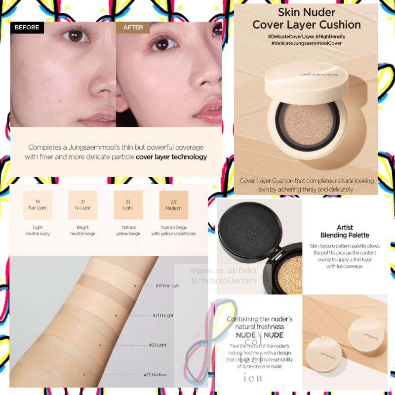 Jual JUNGSAEMMOOL Skin Nuder Cover Layer Cushion SPF50 PA 14g Set