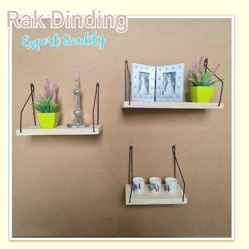 Jual Rak Dinding Kayu Ambalan Shelf Organizer Tempel Kayu Besi