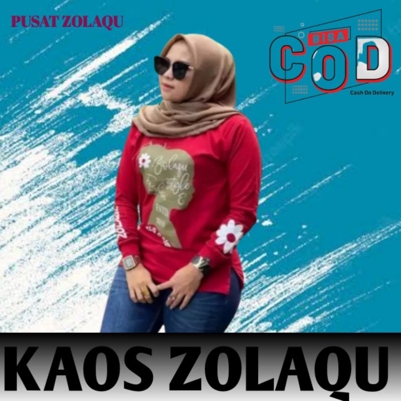 Jual Atasan Wanita Kaos Tangan Panjang Terbaru Zolaqu Coklat Hitam