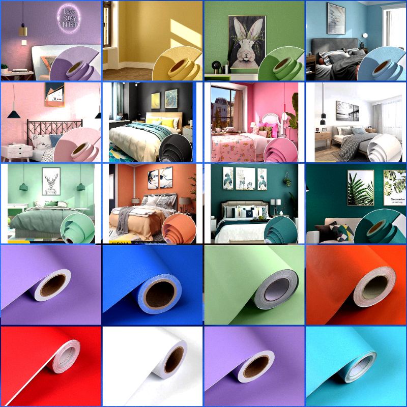 Jual Wallpaper Dinding Pastel Polos Biru Pink Kuning Orange