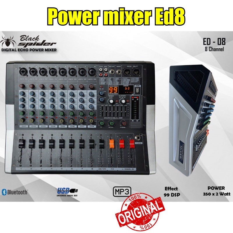 Jual Power Mixer Black Spider Ed8 8 Channel Original Shopee Indonesia