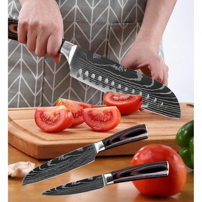 Jual Pisau Dapur Chef Damascus Pattern 5 Inch Santoku Knife Shopee