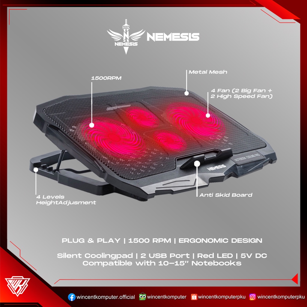 Jual NYK Nemesis X4 X 4 STORM BREAKER Gaming Cooling Pad Cooling