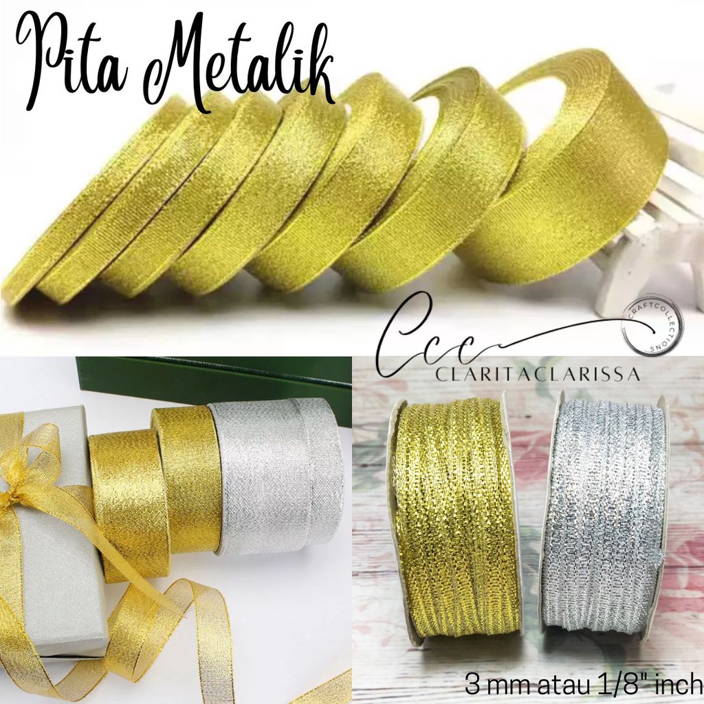 Jual Pita Emas Pita Perak Metalik Pita Gold Pita Silver Atau Mm