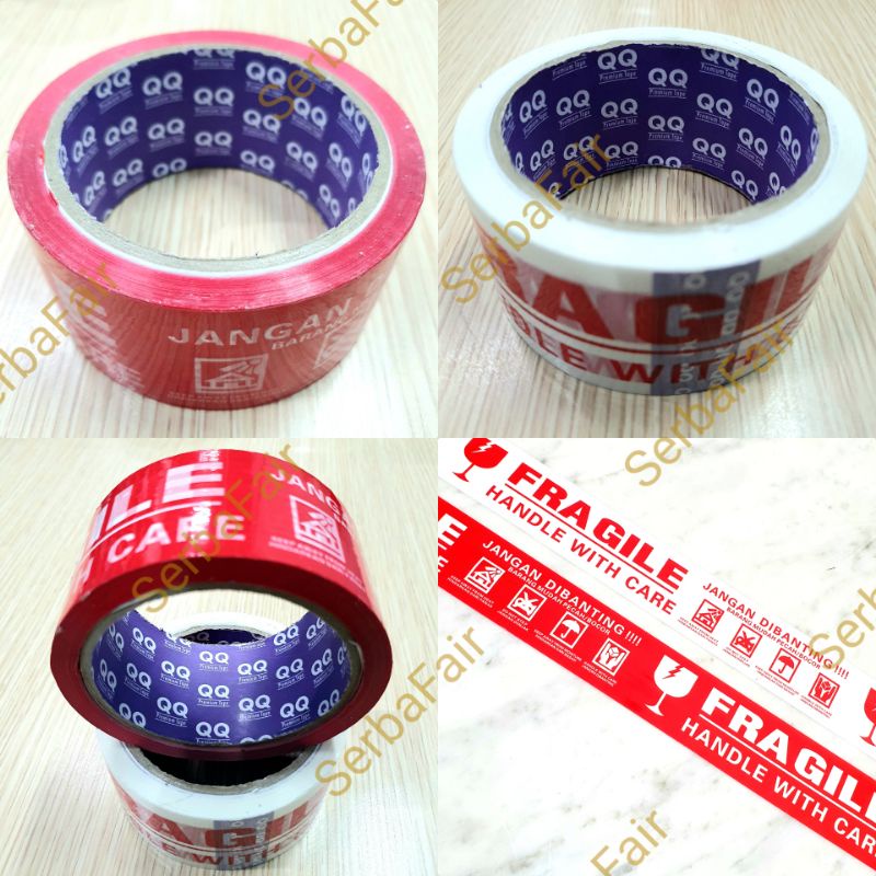 Jual Lakban Fragile Qq Premium Tape Jangan Dibanting Merah Putih Inch