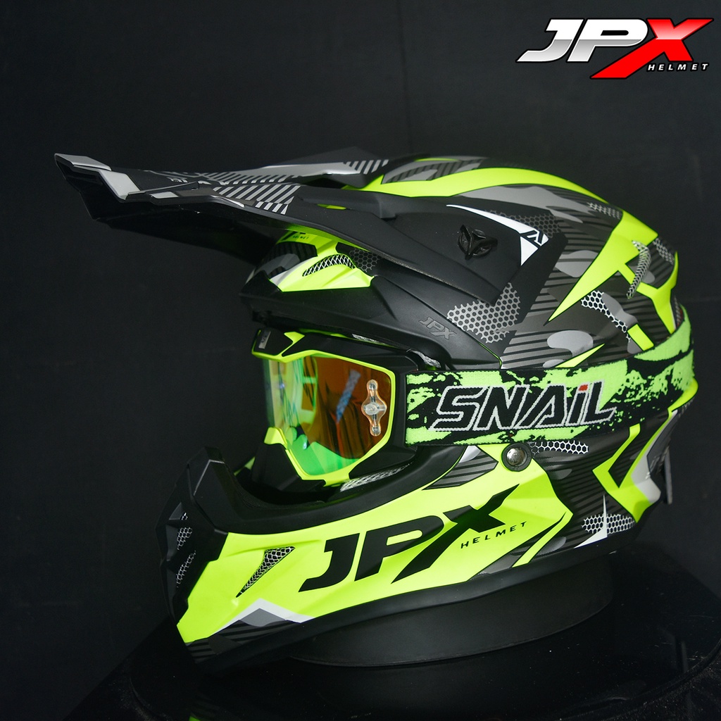 Jual Helm Jpx Cross Fox X Yellow Glosy Paket Ganteng Google Snail