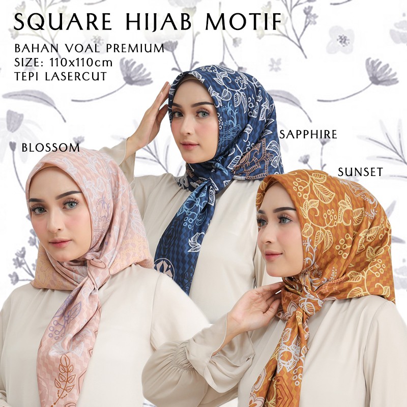 Jual Segiempat Voal Premium Lasercut Celline Hijab Voal Motif Premium