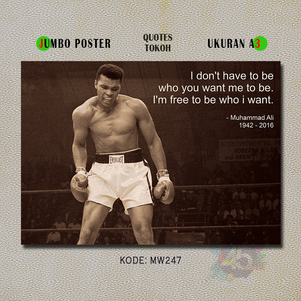 Jual Kata Mutiara MUHAMMAD ALI Poster Quotes Petinju Dunia Hiasan