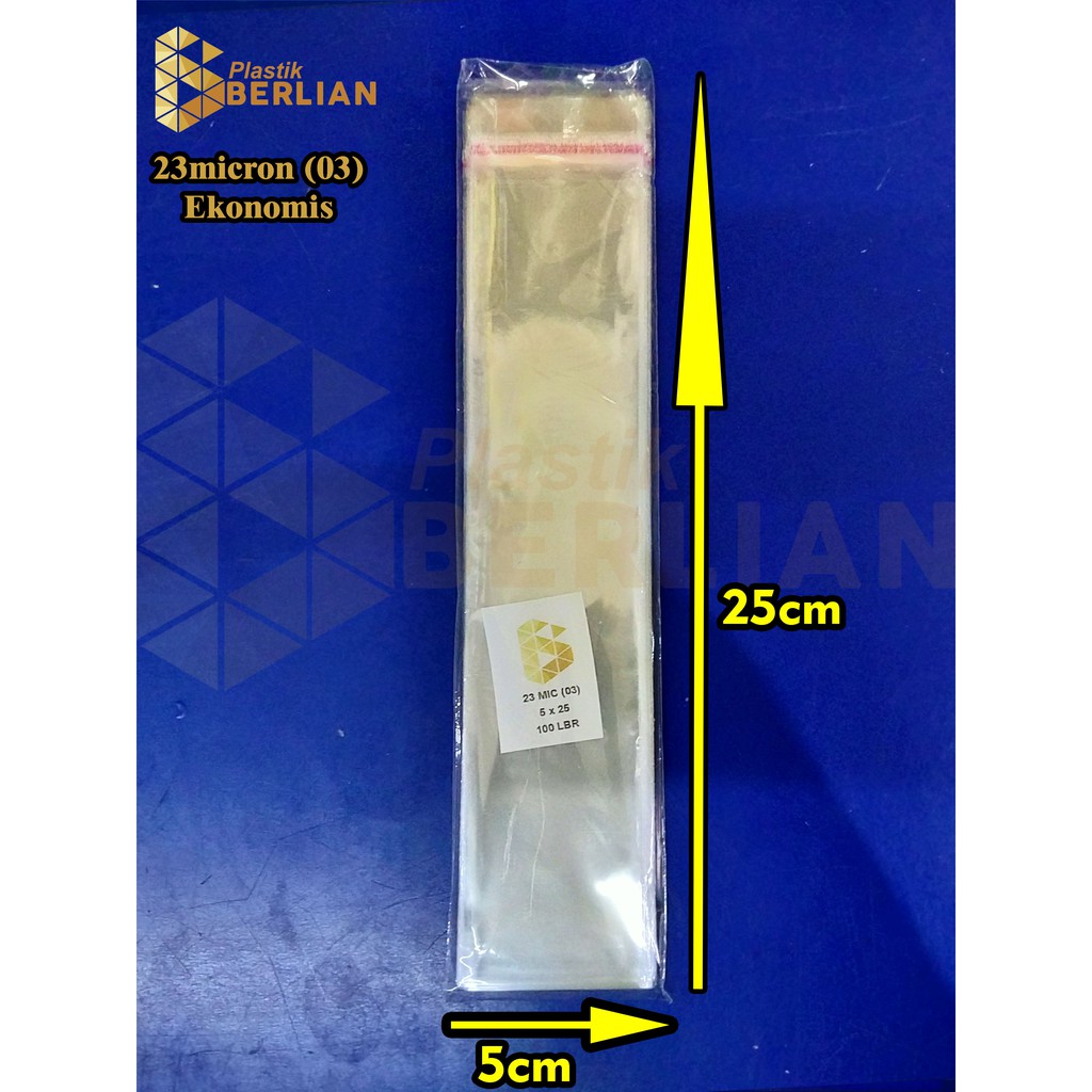 Jual 5 X 25 Cm Plastik OPP EKONOMIS 23micron 100 Lbr Lem Seal