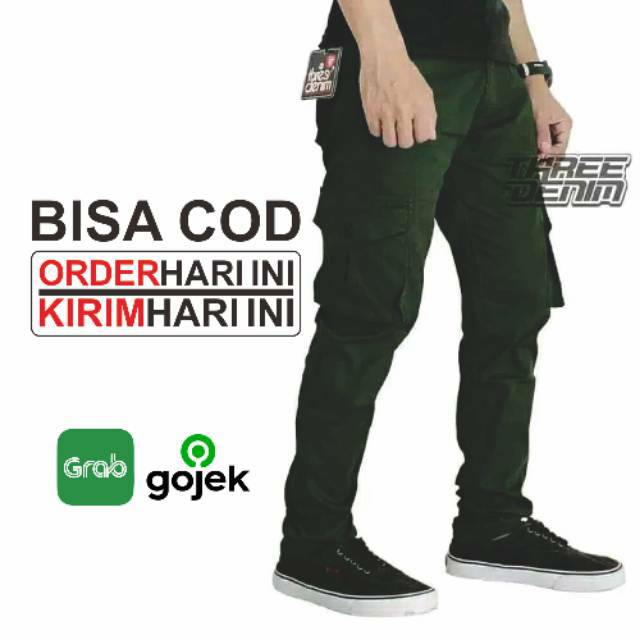 Jual Cargo Pants Celana Cargo Panjang Celana Kargo PRIA Hijau Army