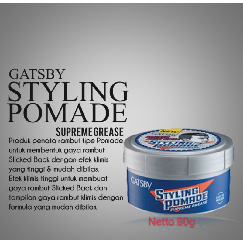 Jual Minyak Rambut GATSBY STYLING POMADE SUPREME GREASE Netto 80g