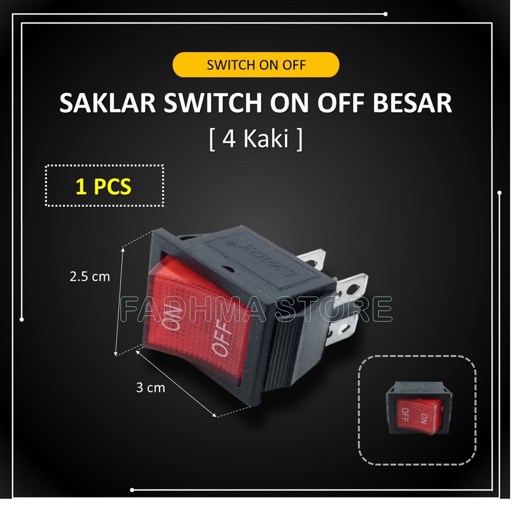 Jual Saklar On Off 4 Pin Kotak Besar Merah Switch On Off 4 Kaki Kotak