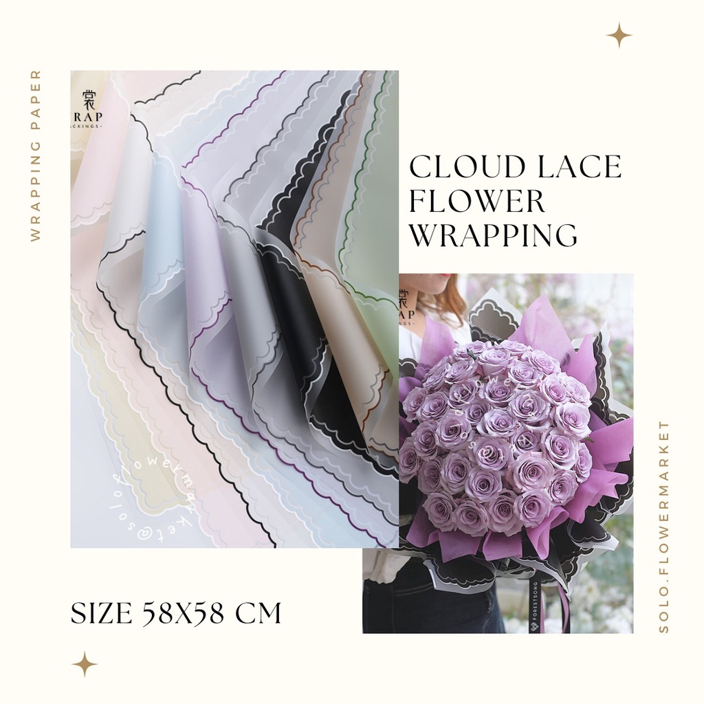 Jual CLOUD LACE COLOR KOREAN FLOWER WRAPPING CELLOPHANE MOTIF KOTAK