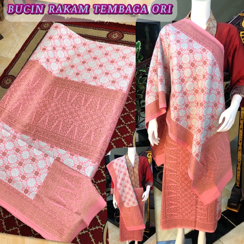 Jual Songket Bunga Cina Tembaga Ori Warna Alam Songket Tenun