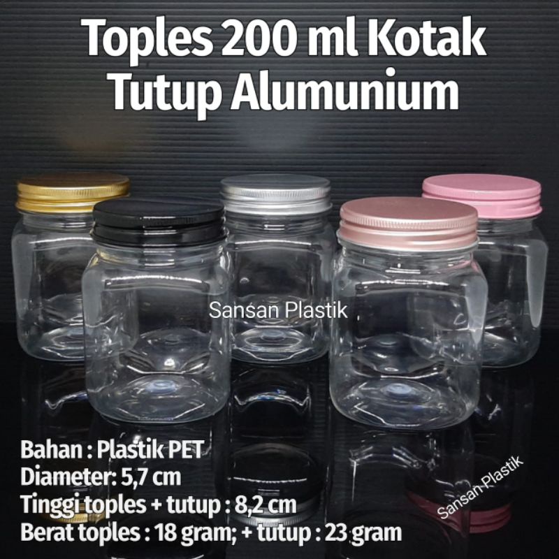 Jual Toples 200 Ml Kotak Tutup Alumunium Toples Plastik Tutup