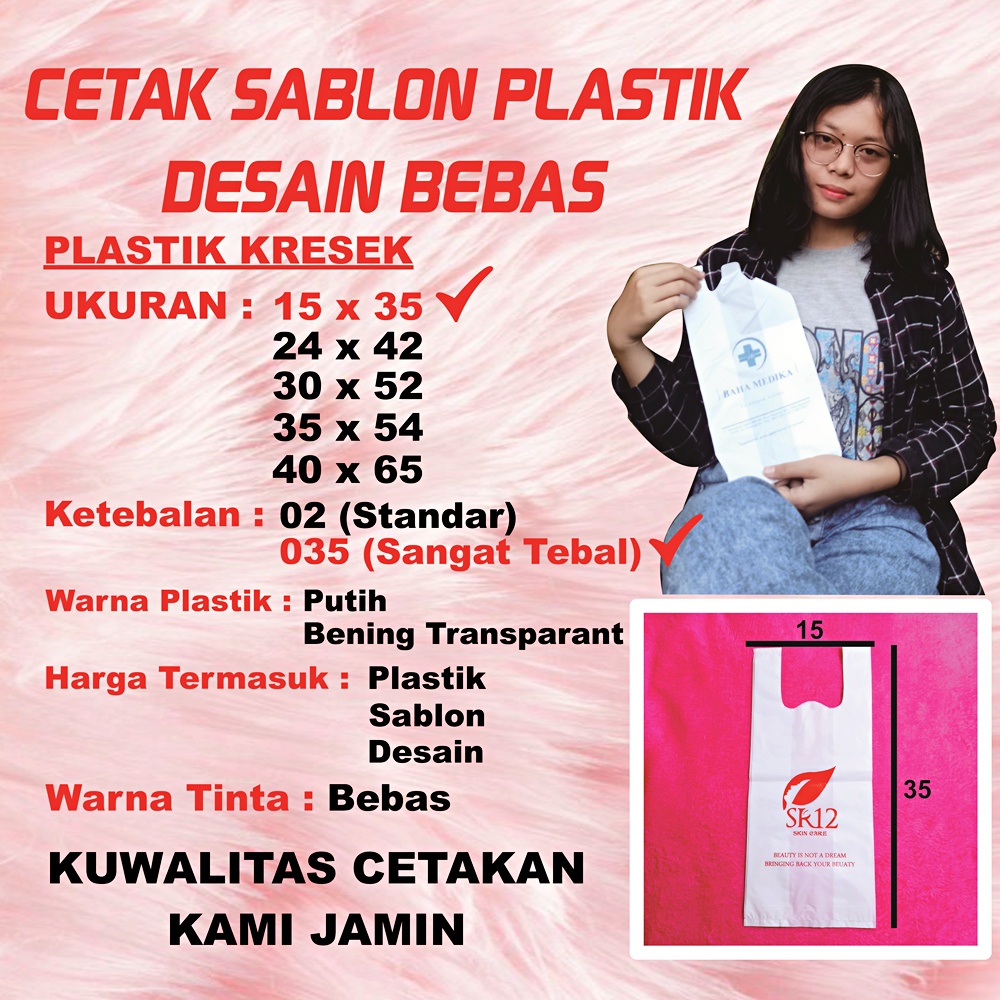 Jual Cetak Sablon Tas Kantong Plastik Kresek Kemasan Packing Ukuran