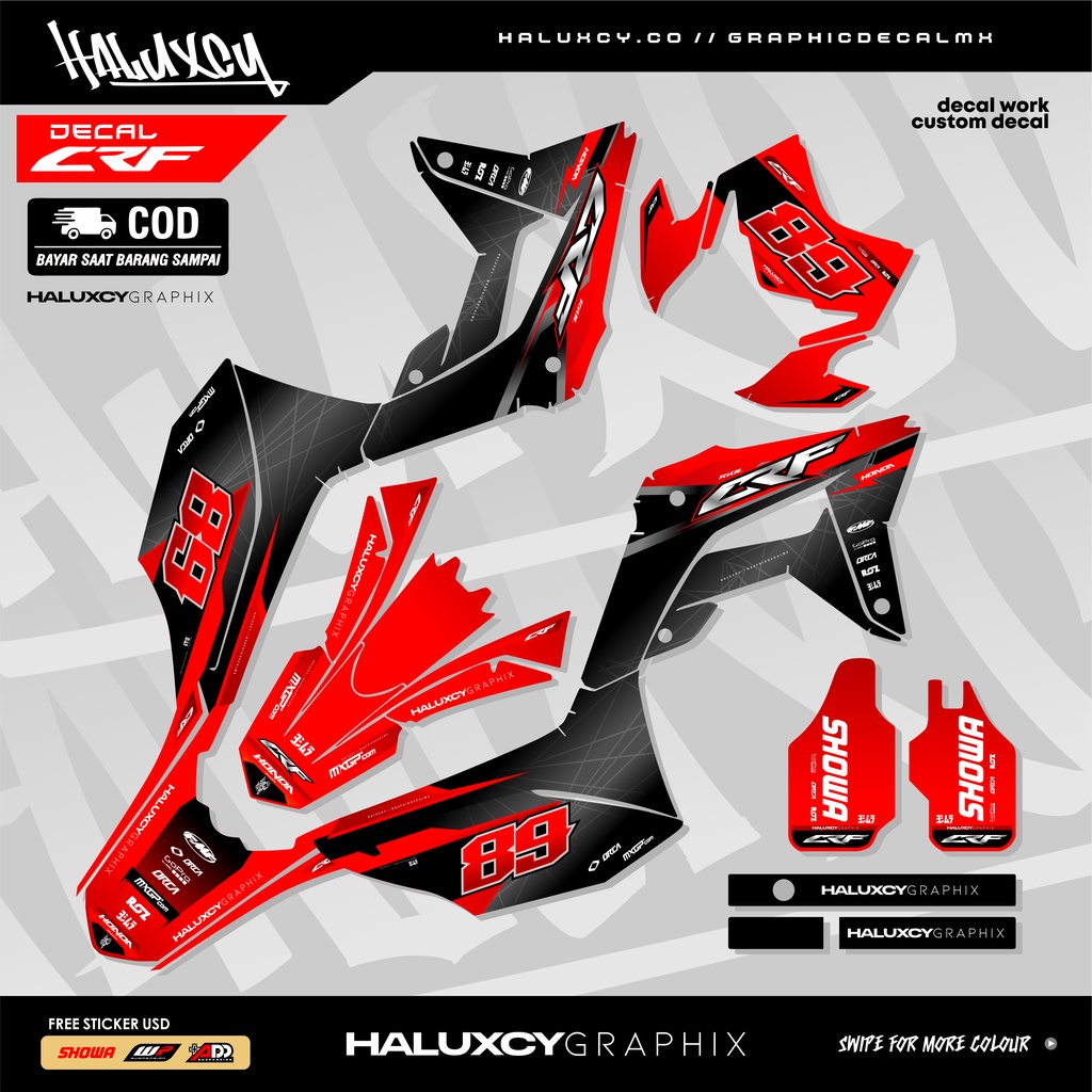 Jual Decal Crf L Supermoto Full Body Hitam Super Glossy Doff Desain