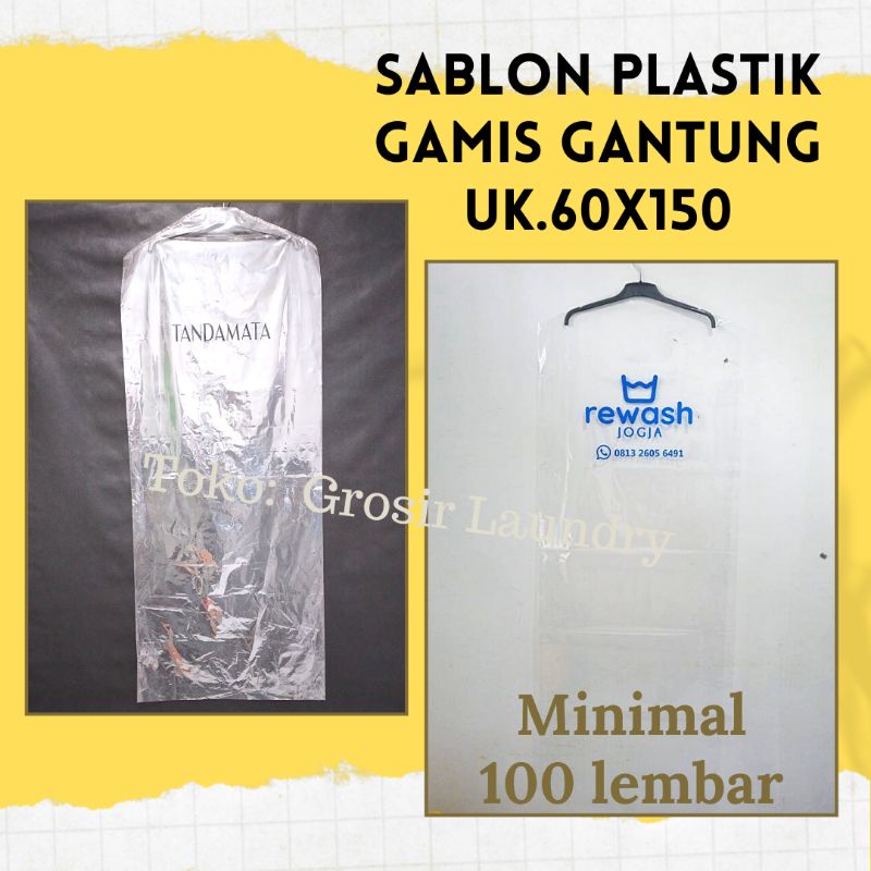 Jual Plastik Sablon Laundry Gantung Baju Gamis 60x150 Custom Nama Logo