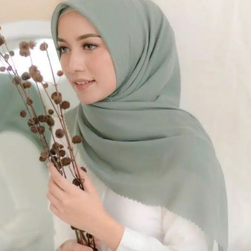 Jual Baru Kerudung Segiempat Warna Seawood Jilbab Hijab Bella Square