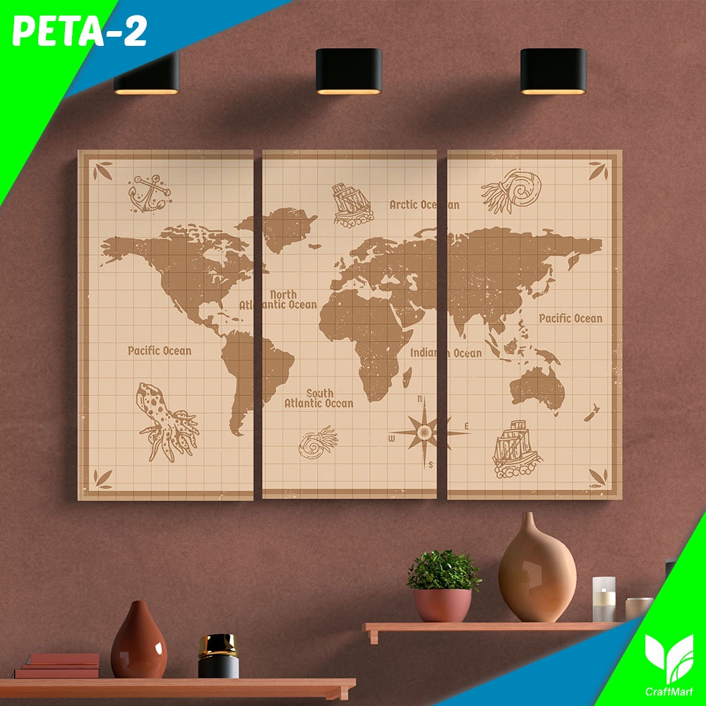 Jual Craftmart Hiasan Dinding Pajangan Puzzle Map Peta Dunia Peta