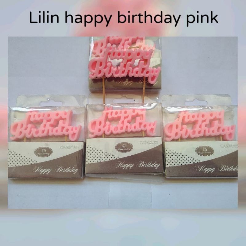 Jual Lilin Tulisan Happy Birthday Pink Topper Cake Kue Lilin Ulang