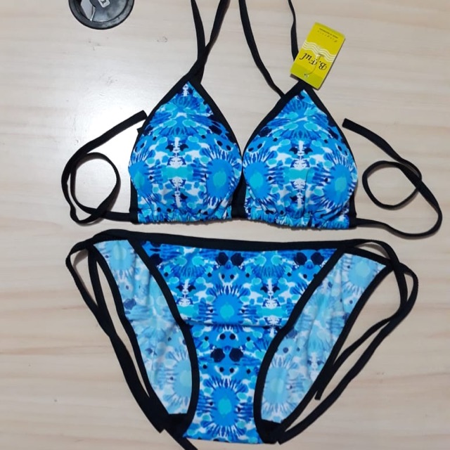 Jual Bikini Segi Tiga Bikini Triangle Motif Bunga Biru Shopee Indonesia