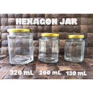 Jual Jar Glass Hexagon Glass 320ml Jar Madu Toples Kaca Segi Enam