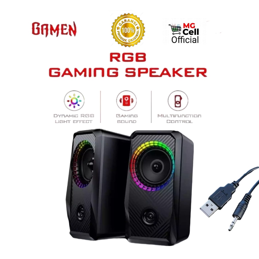 Jual Speaker GAMEN GS5 6W Dual Port Input RGB Gaming Multimedia With