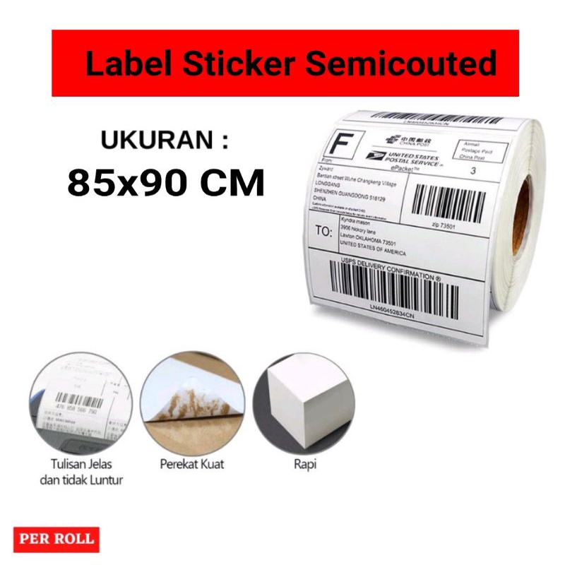 Jual LABEL BARCODE SEMICOATED 85 X 90 1 LINE KERTAS STICKER 85x90 MM