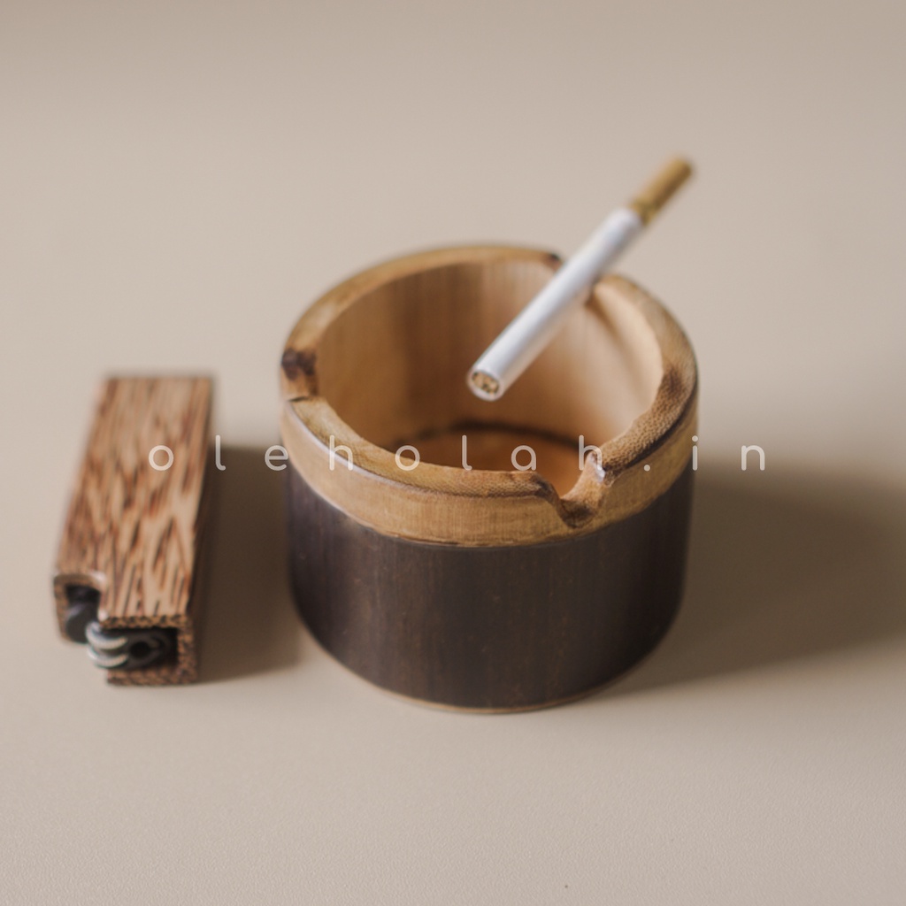 Jual Asbak Rokok Bambu Hitam Tempat Abu Rokok Bamboo Ashtray