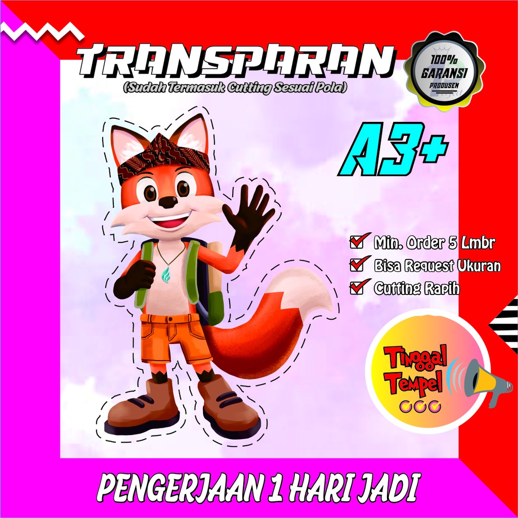 Jual STIKER TRANSPARAN A3 STIKER LABEL KEMASAN STIKER KEMASAN