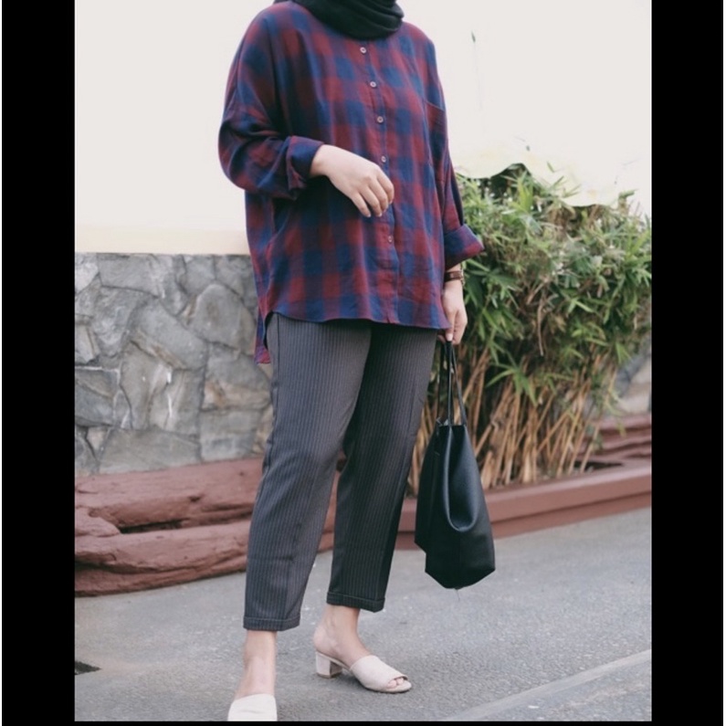 Jual Ankle Pants Rosellacloset Black Shopee Indonesia