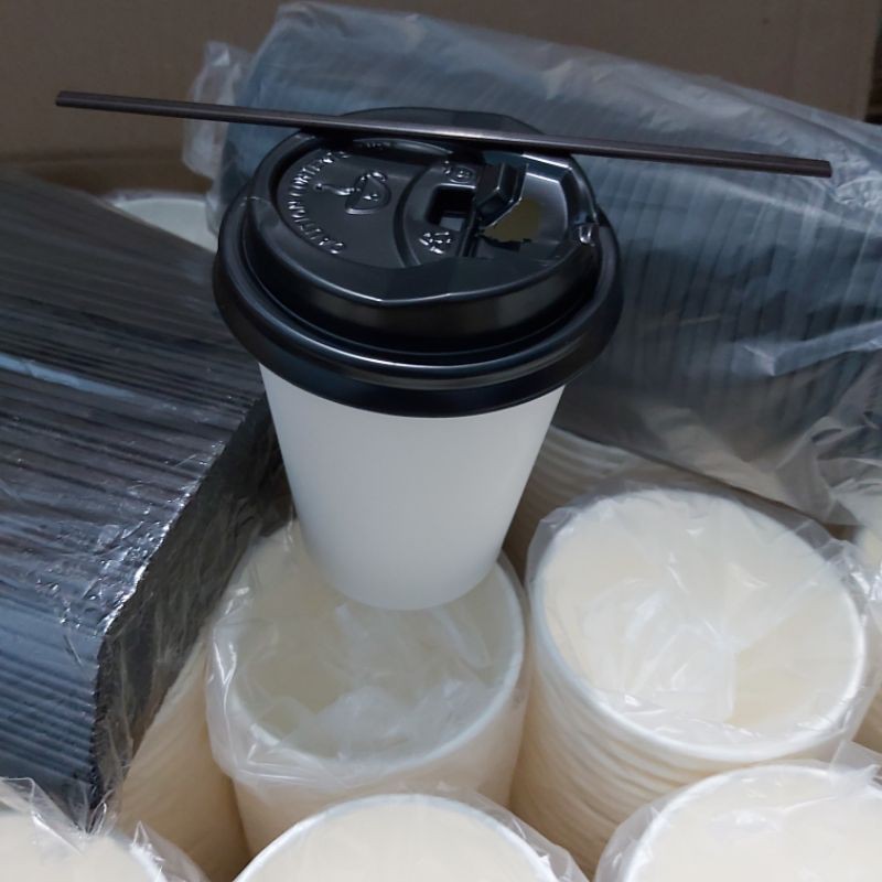 Jual Paper Cup Polos 8 Oz Set Tutup Dan Sedotan Isi 50 Shopee Indonesia