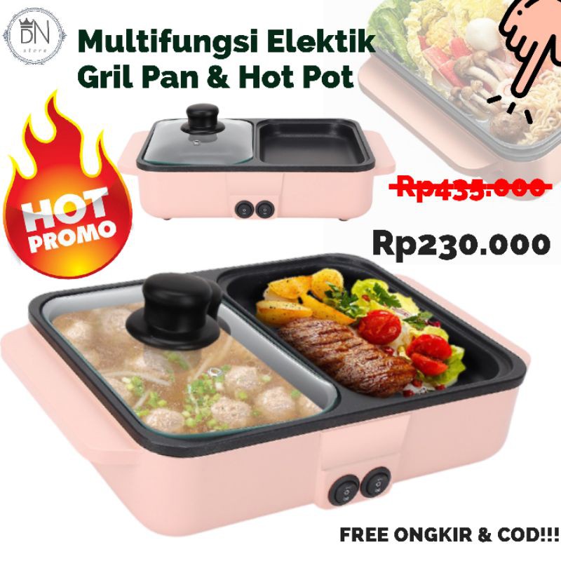 Jual ELECTRIC GRILL PAN PEMANGGANG BARBEQUE BBQ SET PANCI HOTPOT SHABU