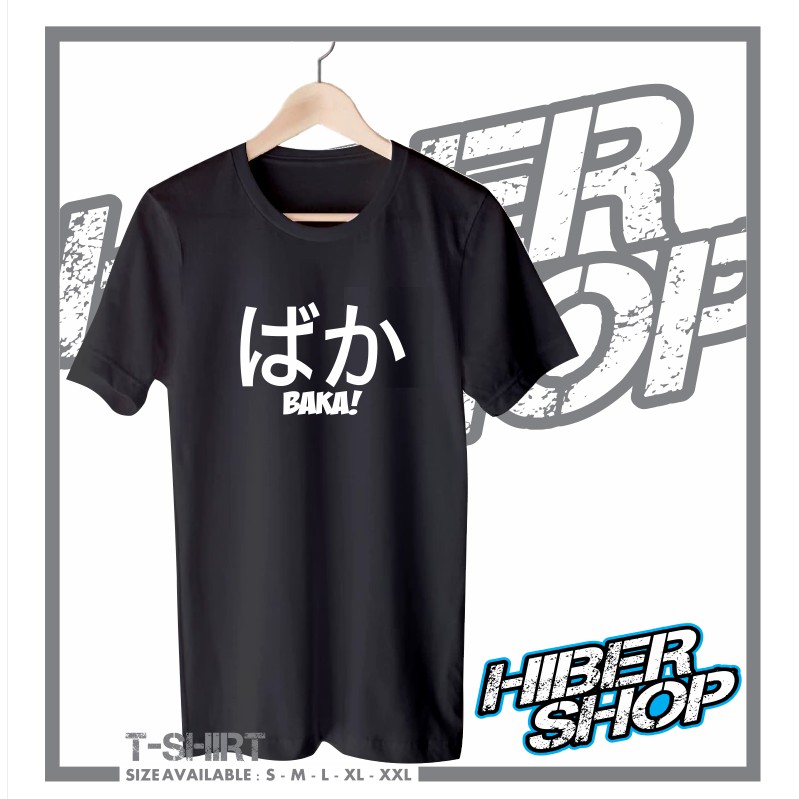 Jual KAOS DISTRO PRIA WANITA ANIME BAKA BAJU UNIK KATA KANA JEPANG