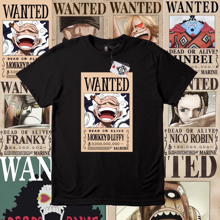 Jual KARIMAKE Kaos Baju Anime ONE PIECE POSTER WANTED LUFFY ZORO SANJI