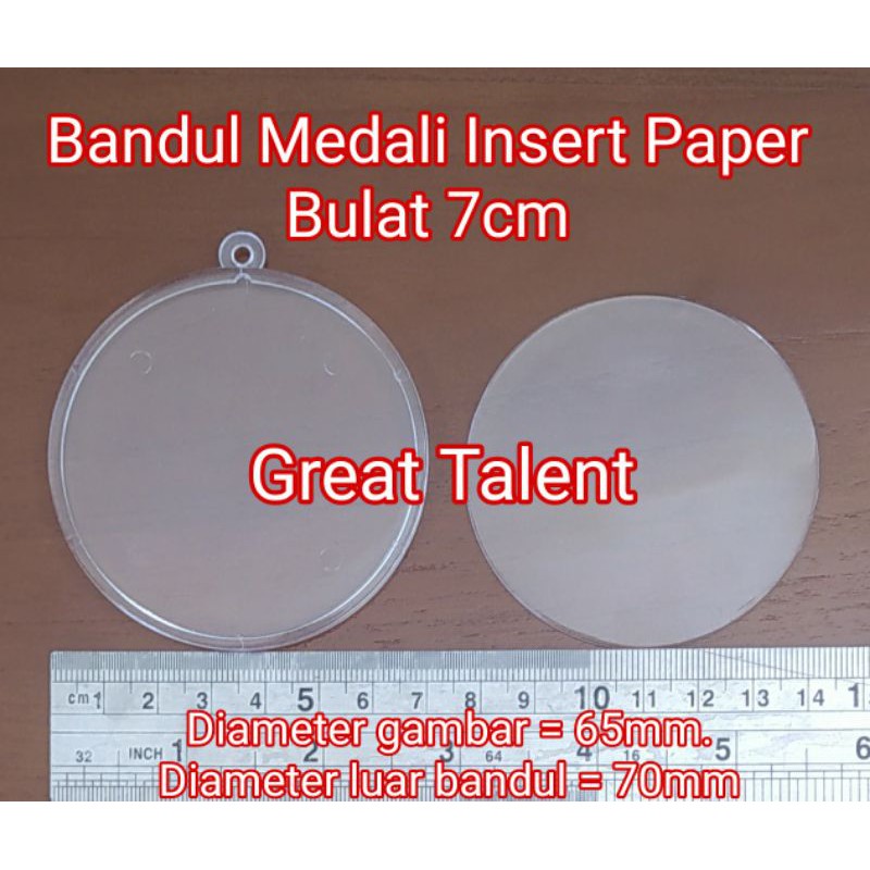 Jual Bahan Bandul Medali Insert Paper Bulat 7cm TANPA TALI Medali