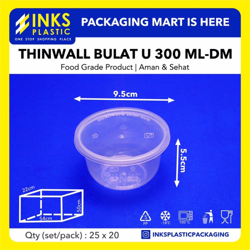 Jual THINWALL 300ML U BULAT ROUND MANGKOK 300 ML BULAT PLASTIK 500