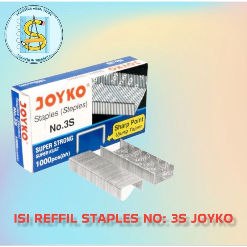 Jual STAPLES ISI STAPLER ISI HEKTER REFFIL STAPLER JOYKO NO 3S 1