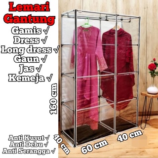 Jual Lemari Gantung Gamis Jumbo Transparan Baju Pakaian Cover Penutup