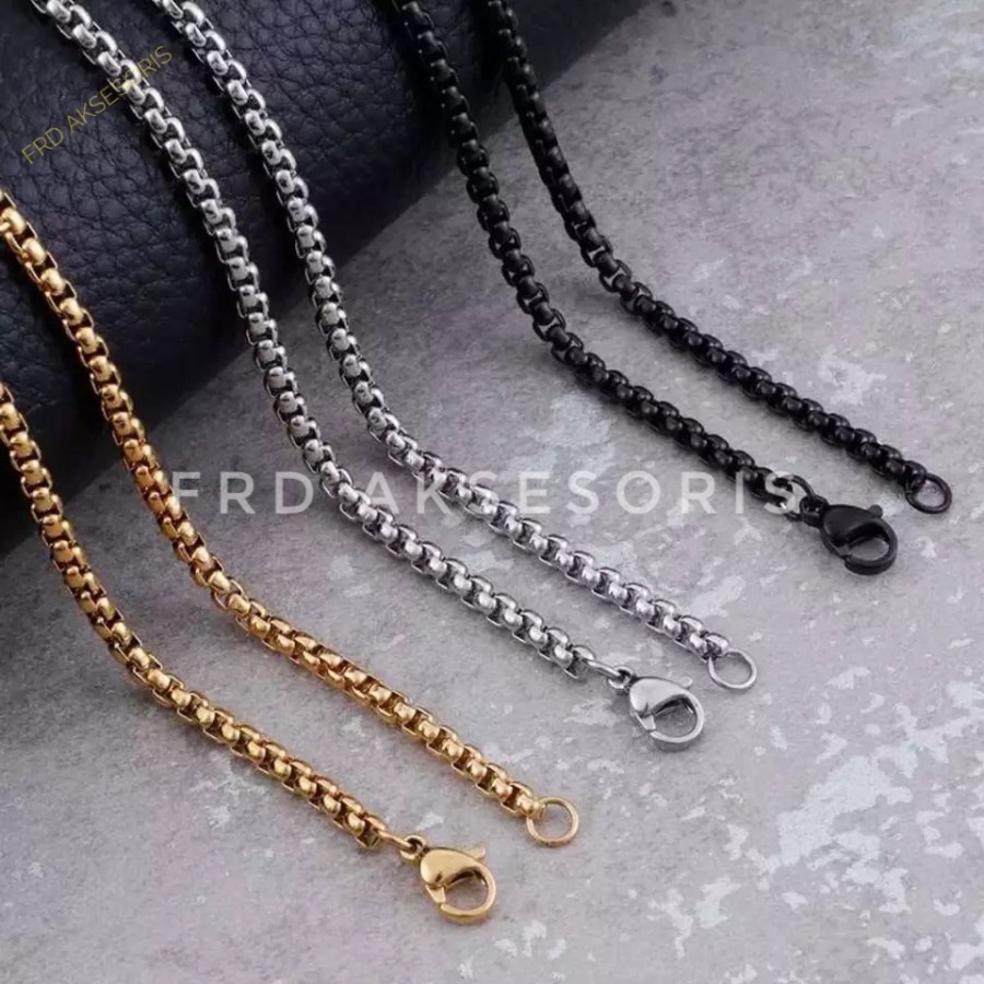 Jual Kalung Pria Titanium Rantai Emas Gold Bulat Shopee Indonesia