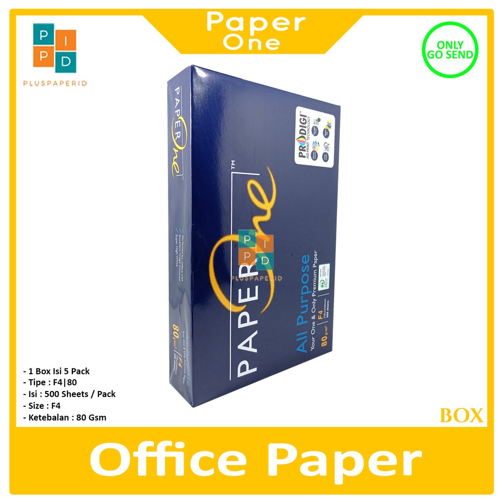 Jual Paper One Kertas Hvs Fotokopi F4 80gram Box Shopee Indonesia