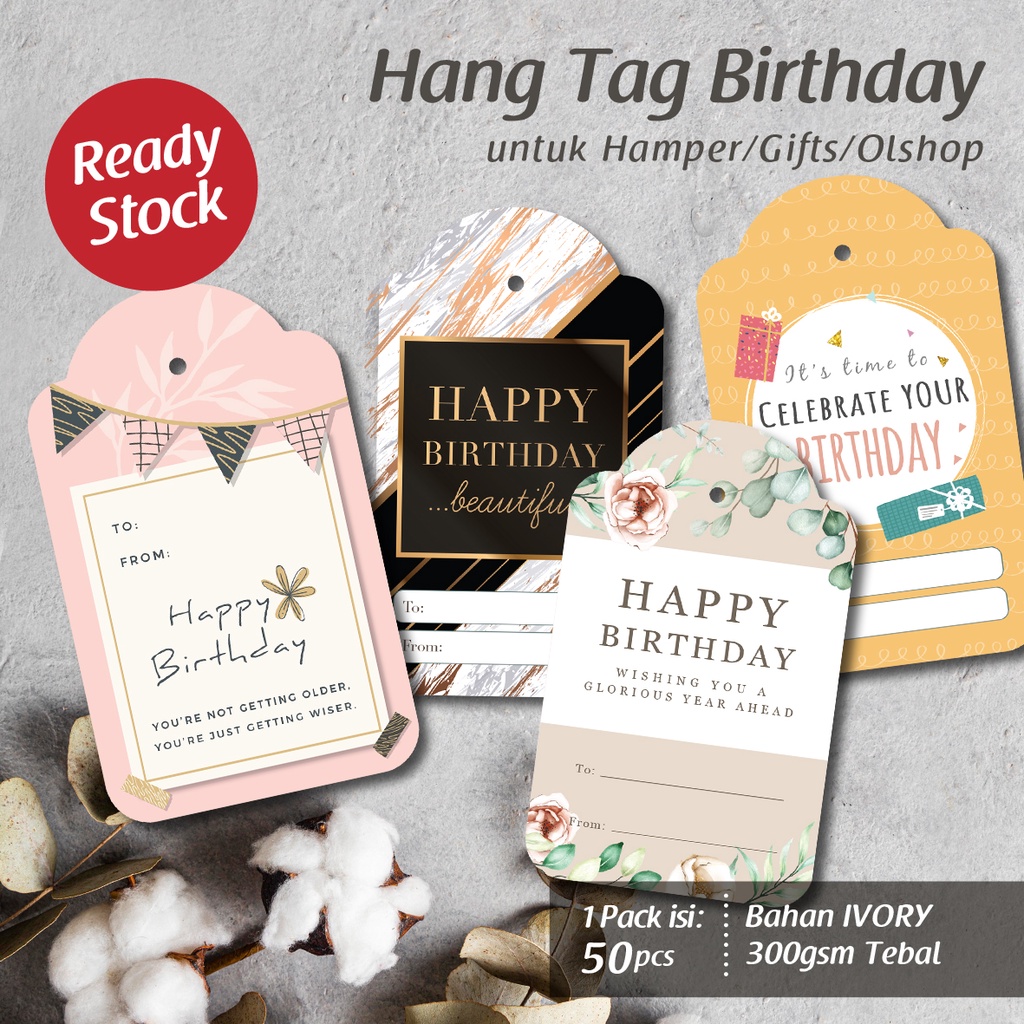 Jual Isi 50pcs Hang Tag Birthday Hang Tag Ulang Tahun Kartu Ulang