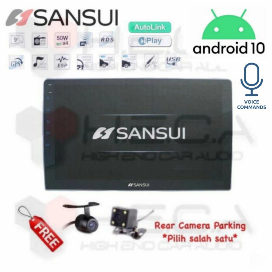 Jual SANSUI SA 5200i Android 9 Inch Universal Full Glass Head Unit Tape