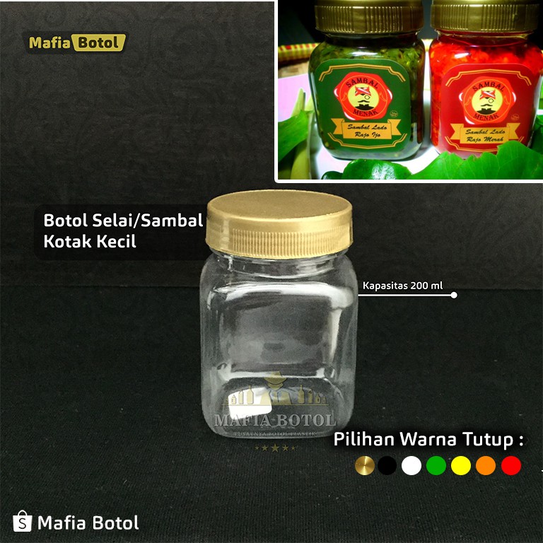 Jual Botol Toples Kotak Kecil 200 Ml Tutup Dobel Jar Wadah Plastik