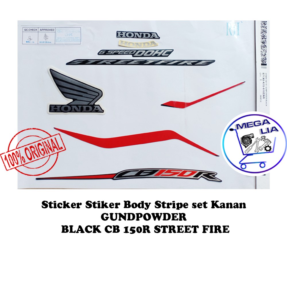 Jual Stiker Body Stripe Kiri L Gundpowder Black Cb R Street Fire Ori