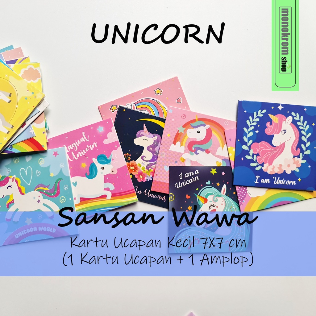 Jual Kartu Ucapan Kecil Sansan Wawa Motif Unicorn Greeting Card Gift