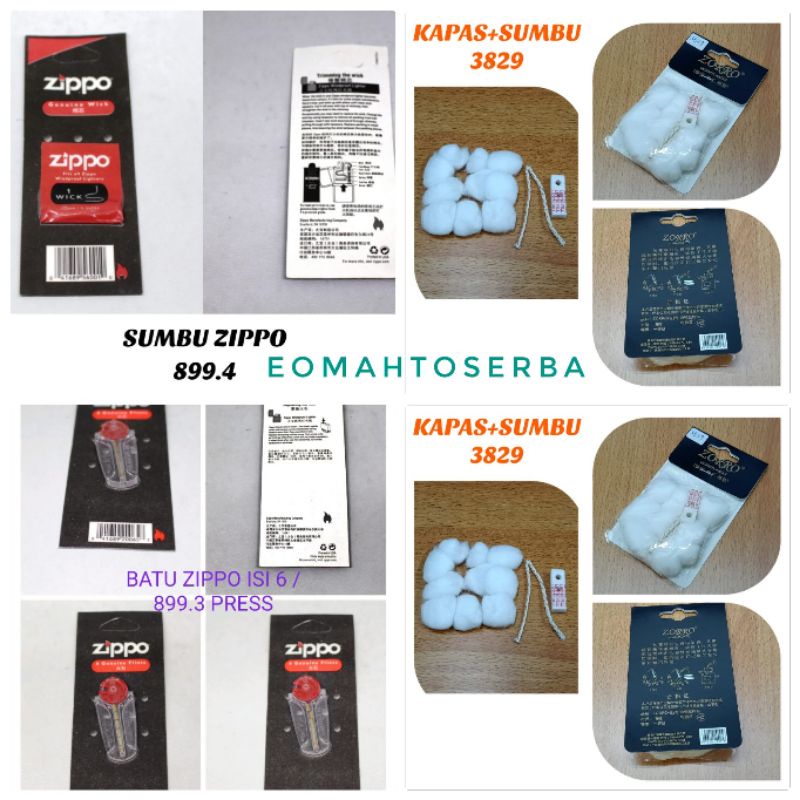 Jual Batu Zippo 6 Pcs Sumbu Merk Zippo Kapas Sumbu Merk Zorro